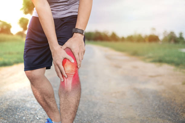 Jogging injury; a reminder to warm up before any exercise to prevent conditions like arthritis in knee.